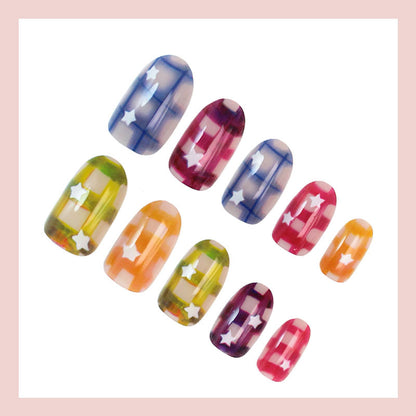 Kunstnagelset mit bunten Sternen-Designs Brehn