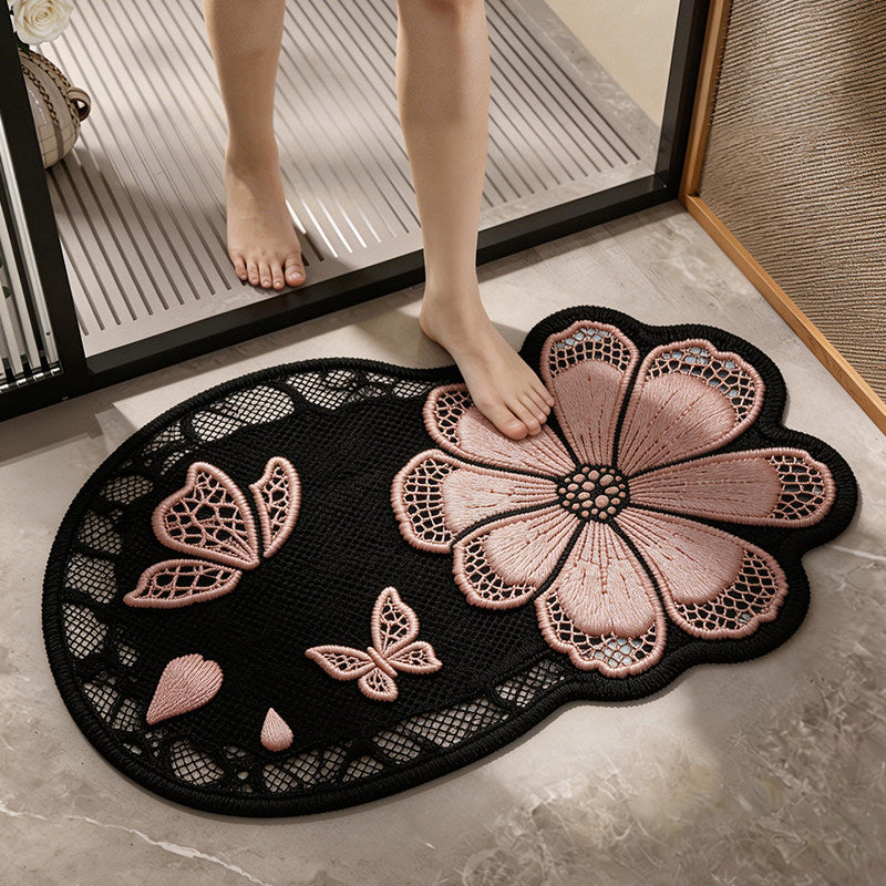 Florale Spitzen-Dekor-Badmatte