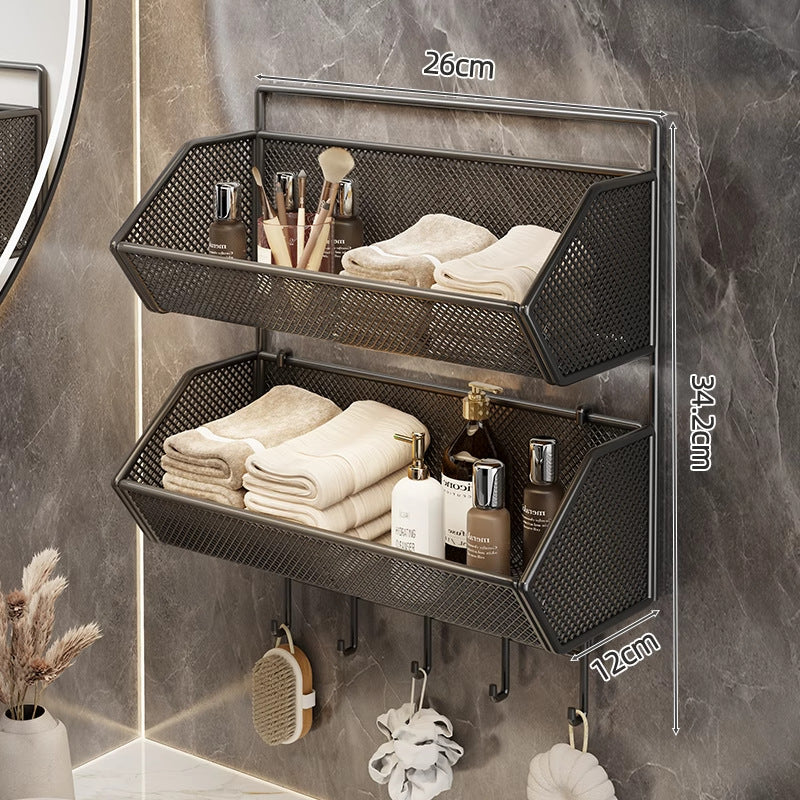 Wandmontierter Mesh-Badezimmer-Organizer-Regal