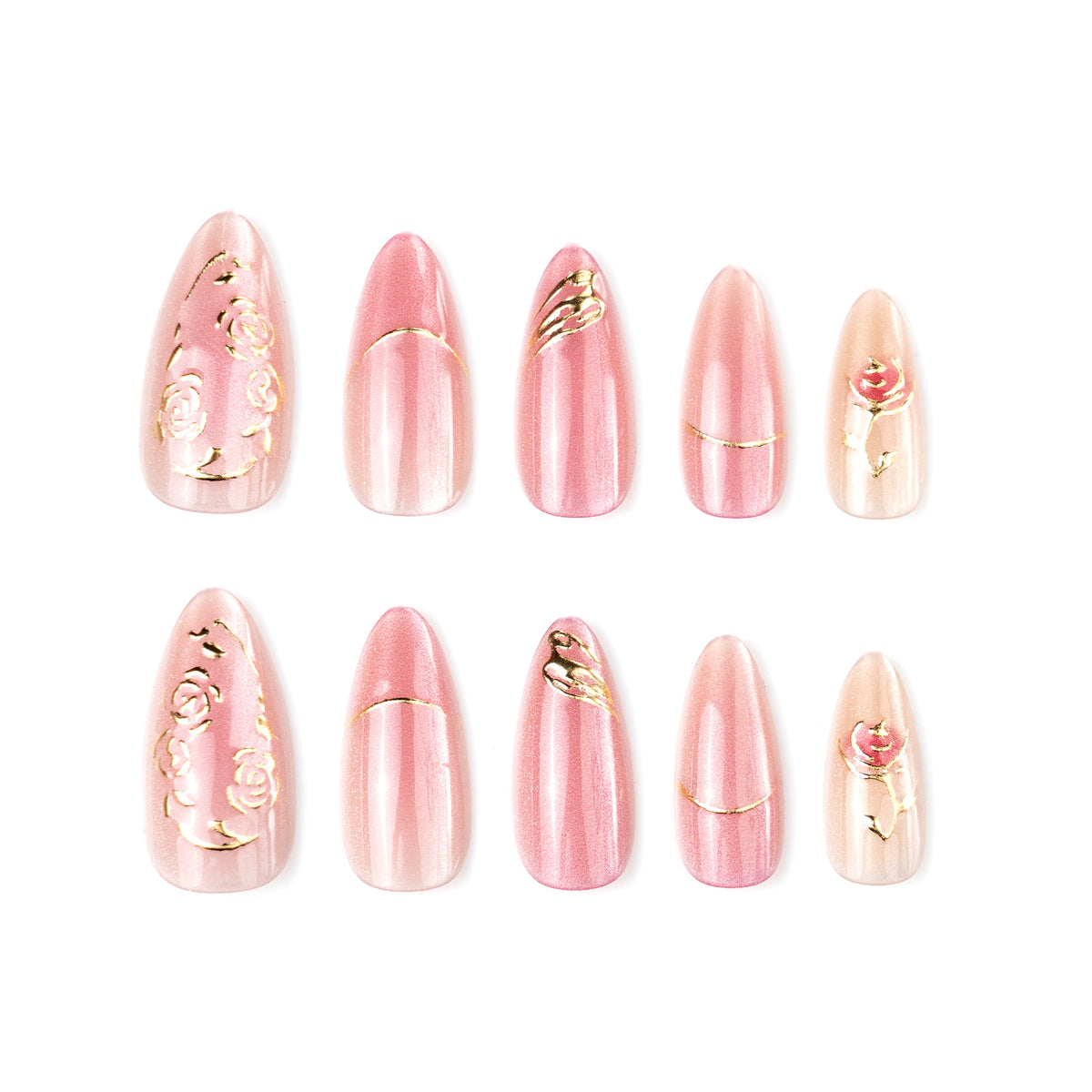 Künstlerisches, blumeninspiriertes Press-On-Nagelkunstset Brehn