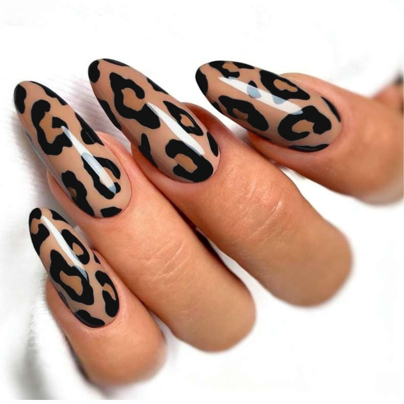Stylische Leopard-Print Press-On Nägel Brehn