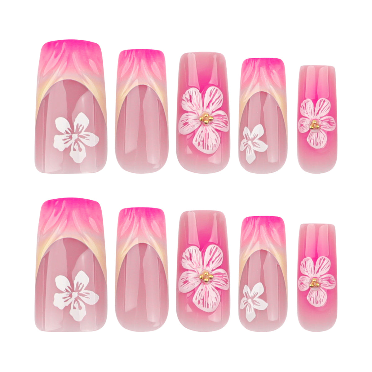Kunstvolle Nagelverlängerungen mit floralen Designs Brehn