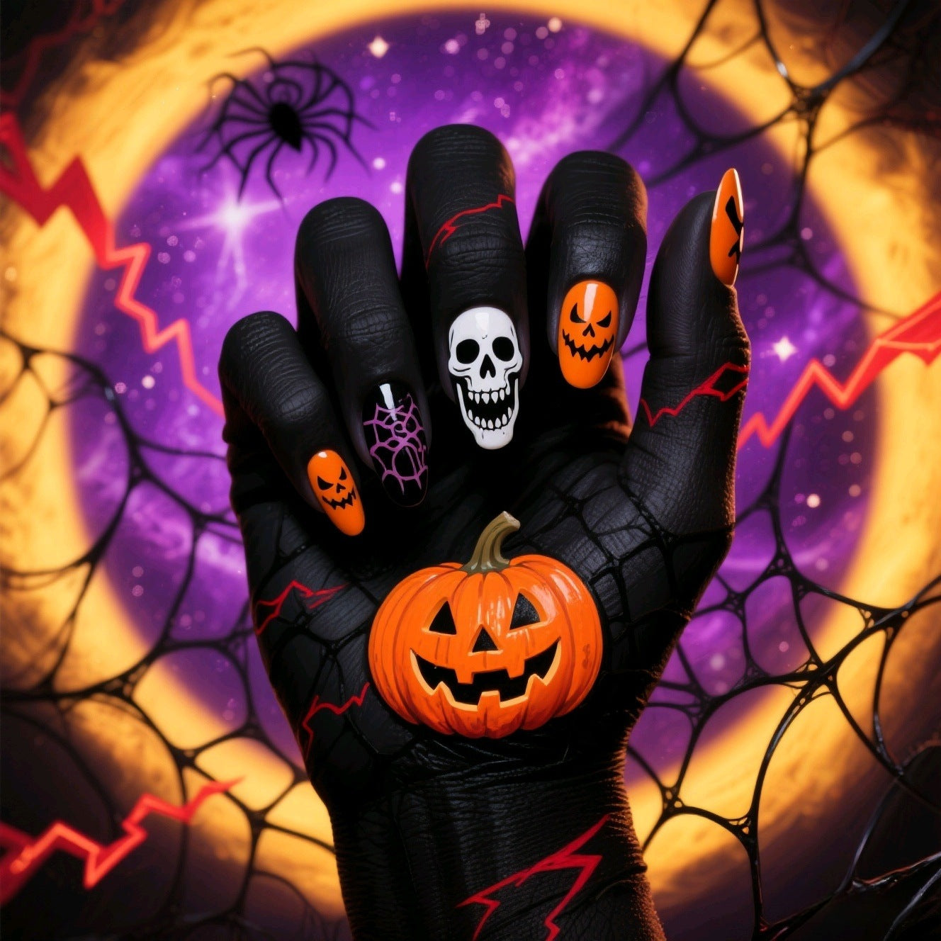 Kunstnägel Im Kreativen Halloween-Motiv Brehn
