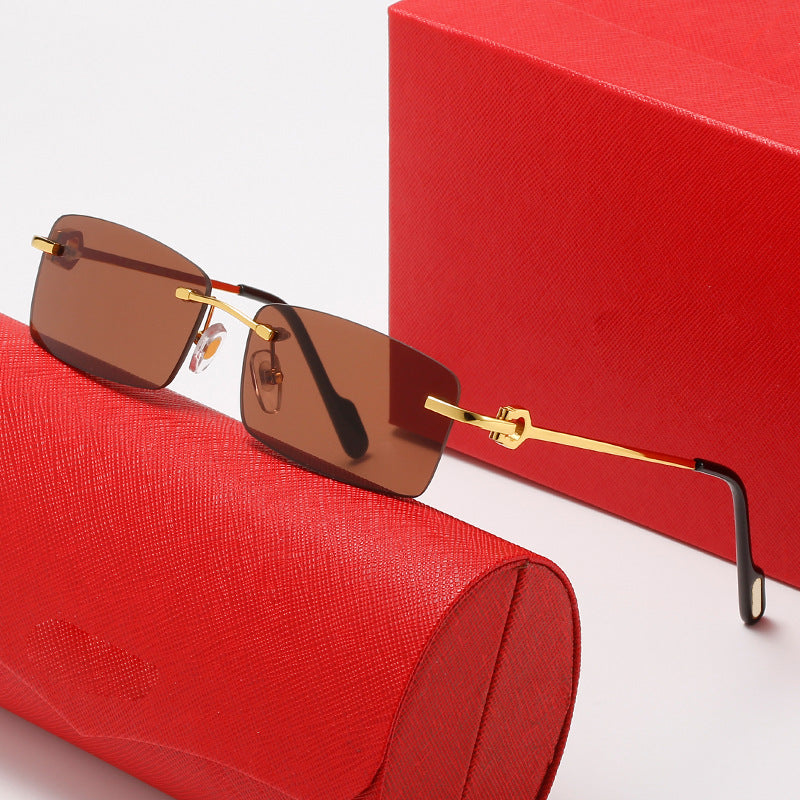Damen rechteckige Designer-Sonnenbrille mit elegantem Metallrahmen Brehn