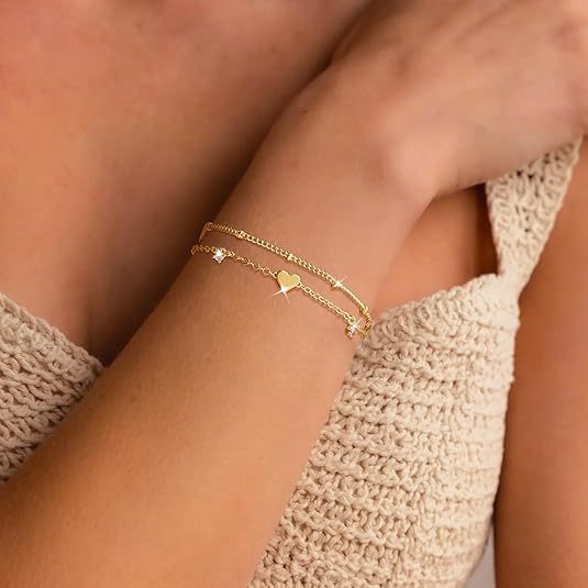 Elegante Herz Charme Kettenarmband Brehn