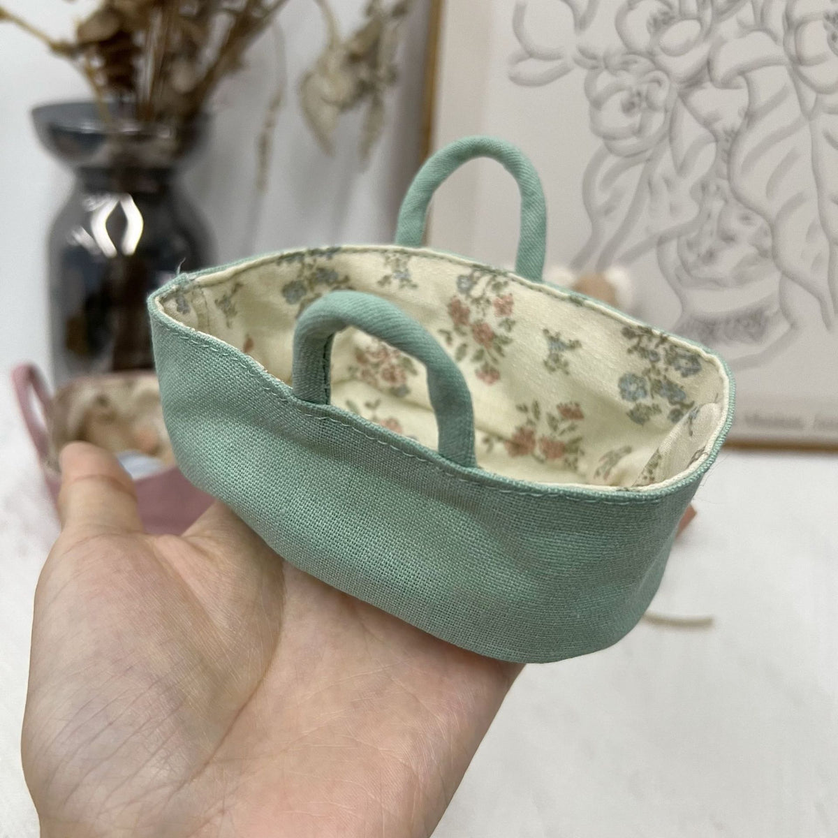 Umkehrbare Baumwoll-Bucket-Hut mit floralem Futter