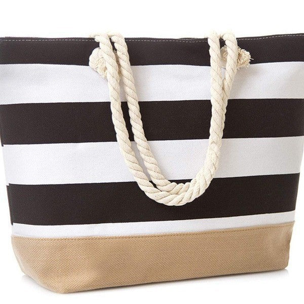 Strandtasche mit Maritimen Streifen und Robusten Seilgriffen Brehn