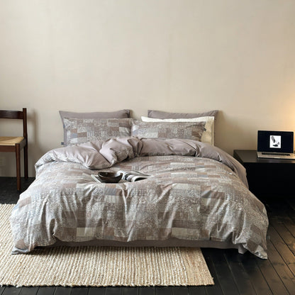 Wendbares Baumwollsatin-Patchwork-Struktur Bettwäsche-Set mit tiefen Passformen und Oxford-Kissenbezügen