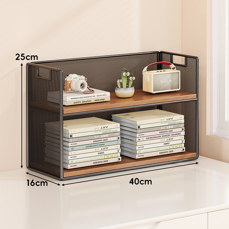 Perforiertes Metall Zwei-Ebenen Schreibtisch-Organizer-Regal mit integrierten Tragegriffen