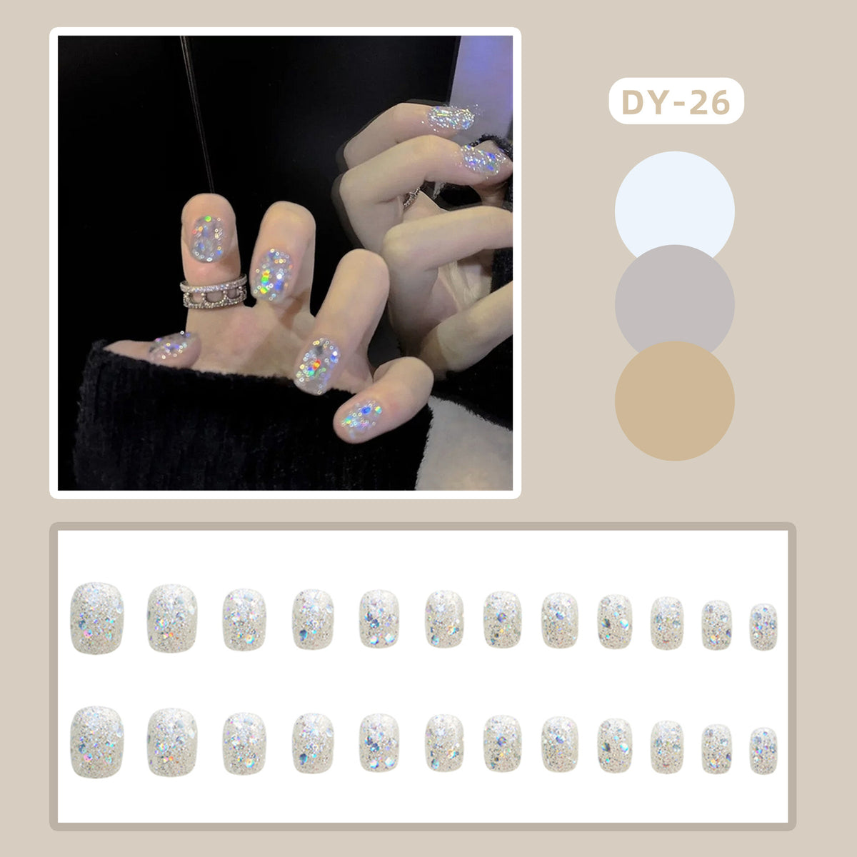 Glitzerndes Gel Aufklebe-Nagelset Brehn