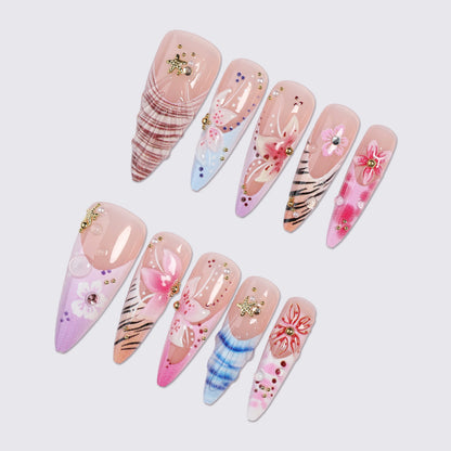 Kunstnagelset mit floralen und kreativen Designs Brehn