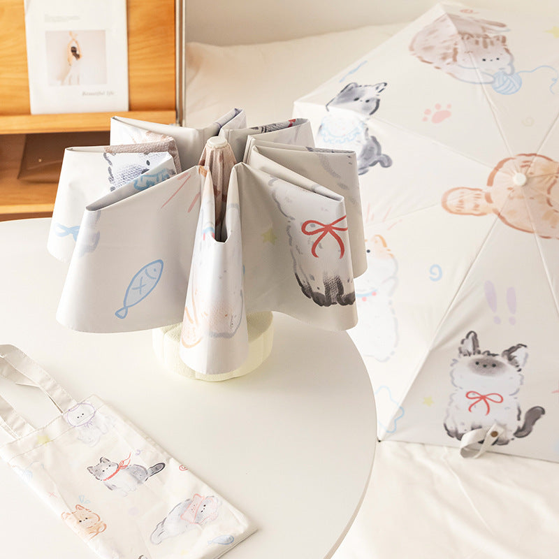 Damen Faltbarer Regenschirm mit liebevollen Tierillustrationen Brehn
