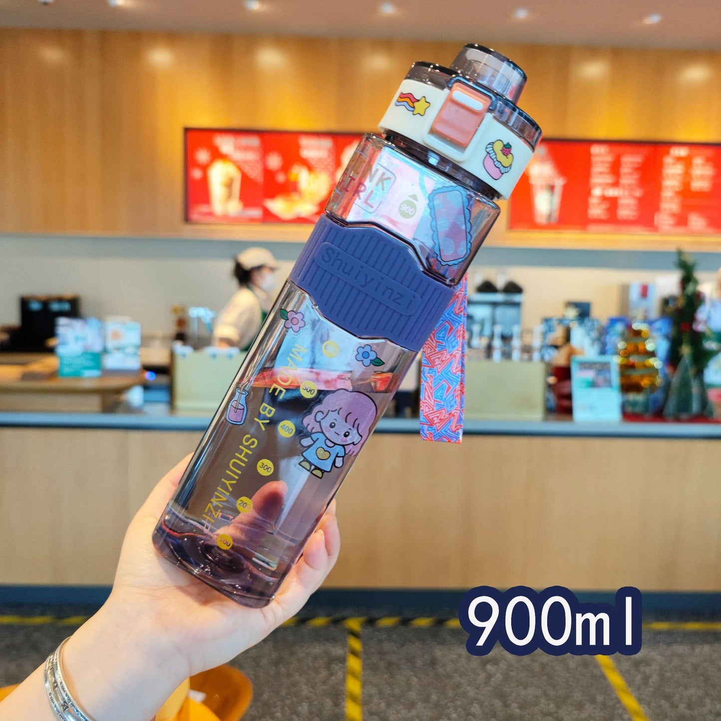 Damen kreative Trinkflasche mit innovativem Sichtfenster und Motivationsmarkierungen Brehn