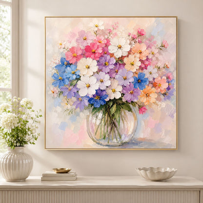 3D Texturiertes Floral Leinwand-Kunstwerk