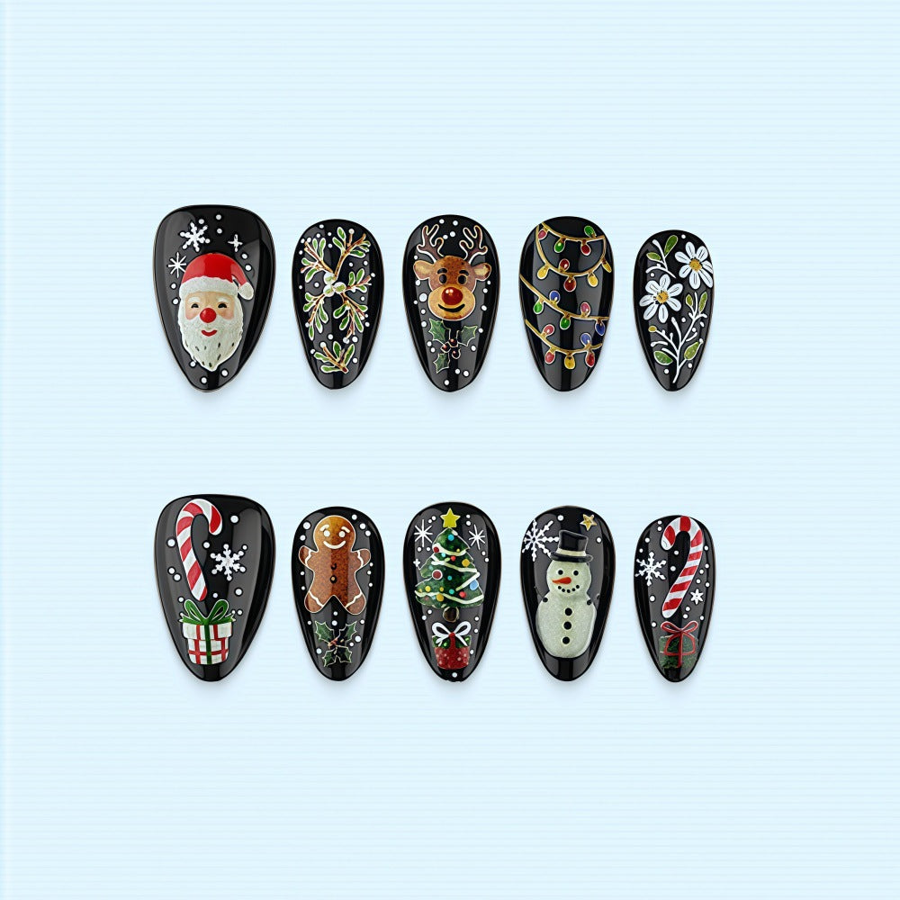 Festliches Kunstnagelset mit weihnachtlichen Motiven Brehn