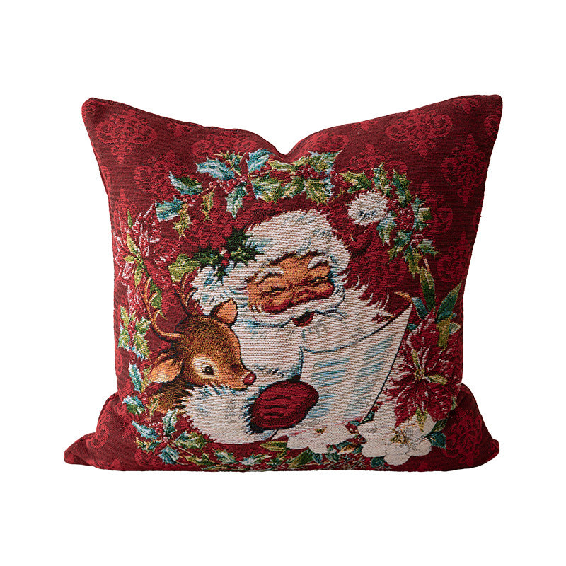 Weihnachtlicher Tapisserie-Kissenbezug mit Santa‑Motiv und gobelinartiger Webstruktur Brehn