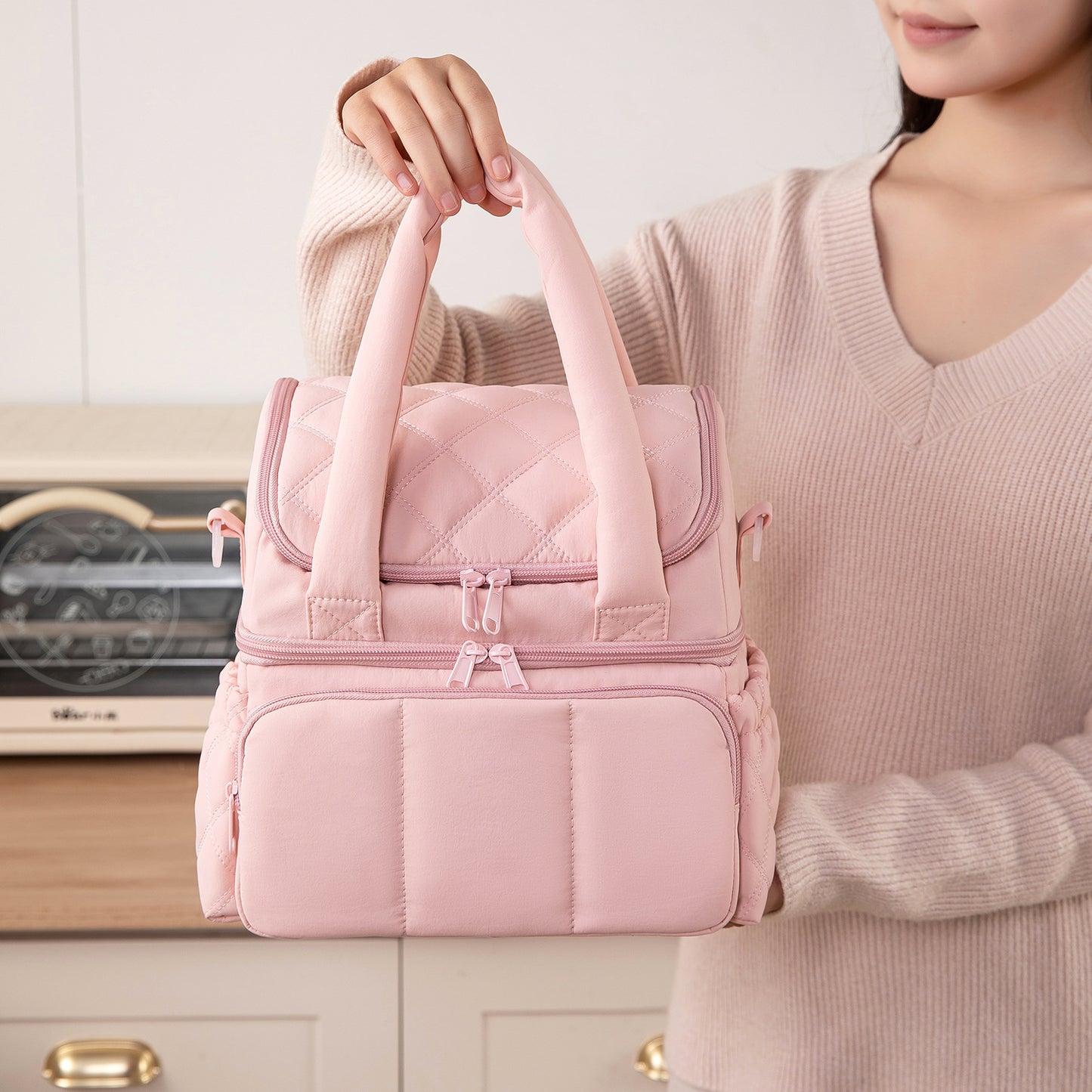 Damen Isolierte Kühltasche mit mehreren Fächern und abnehmbarem Schultergurt Brehn