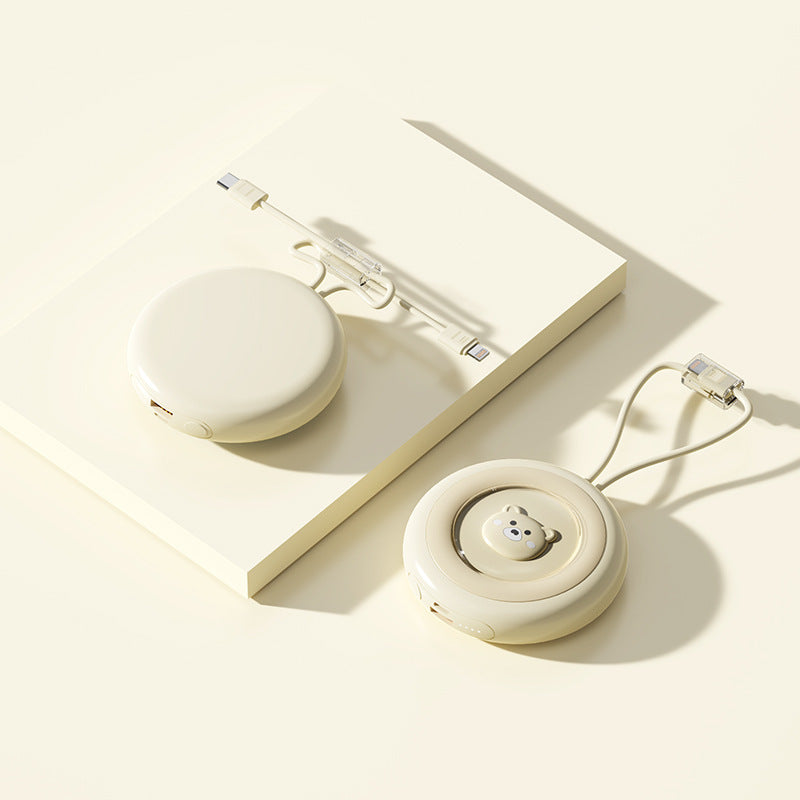 Kompakte Powerbank mit integriertem Ladekabel und stylischem Design Brehn
