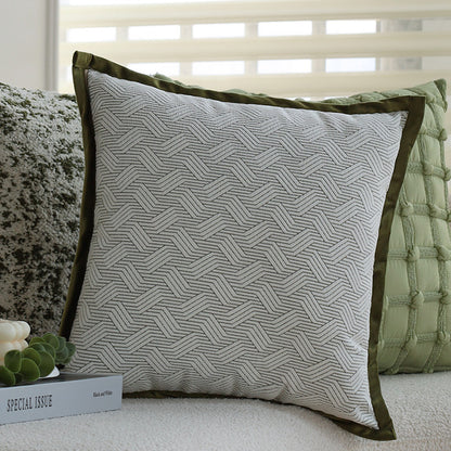 Dekorativer Jacquard-Kissenbezug mit Baum-Motiv und Samt-Paspel Brehn