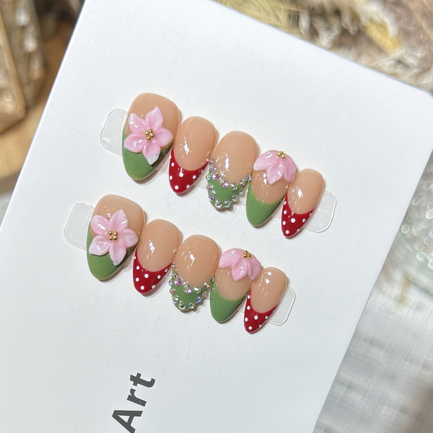 Blumenmuster Dekorativer Press-On Nagelset Brehn 1788224030