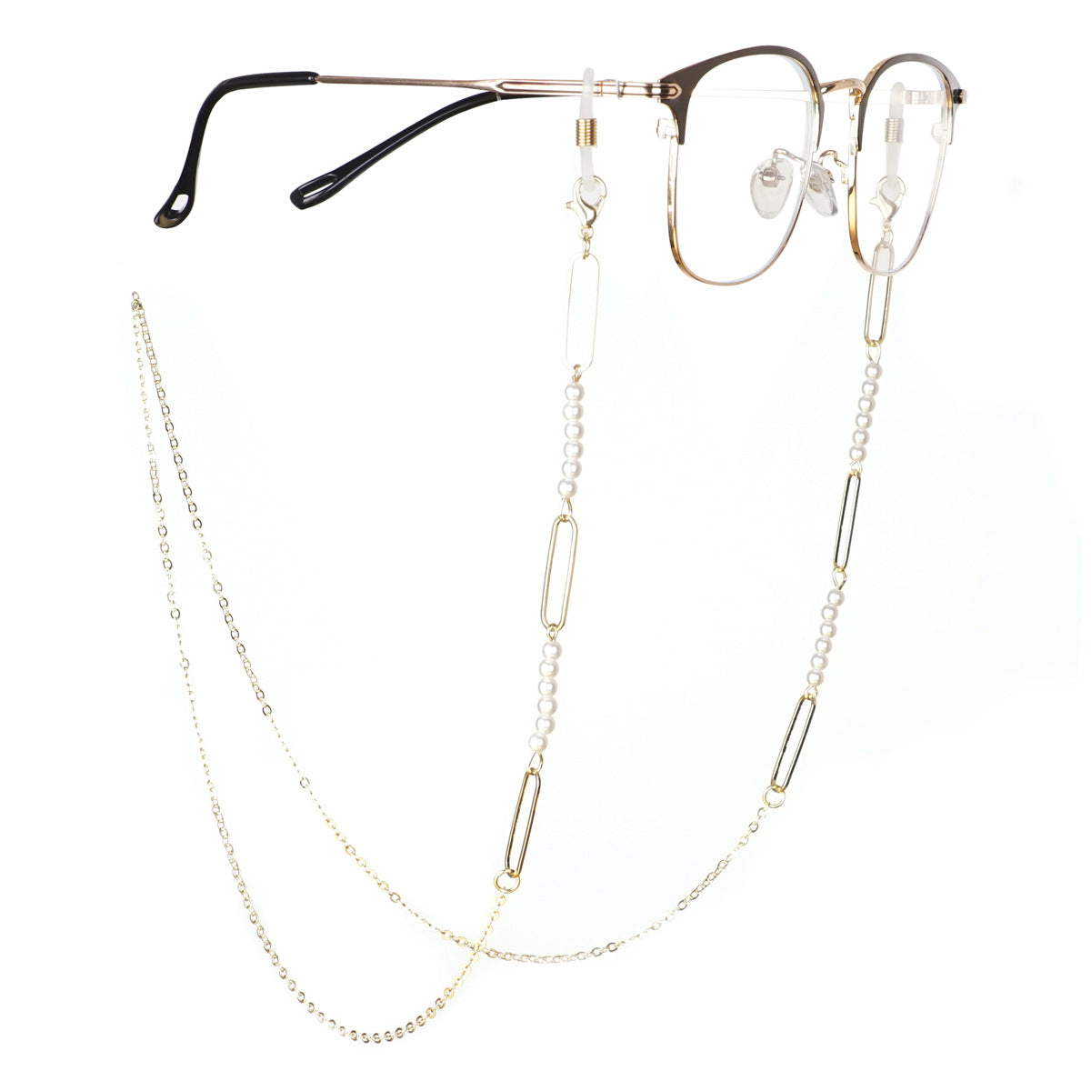 Elegante Perlen- und Glieder-Brille Kette Brehn