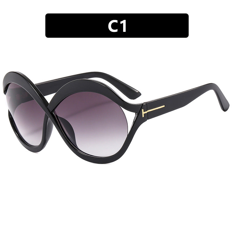 Damen extravagante Cat-Eye Sonnenbrille mit geschwungenem Rahmen Brehn
