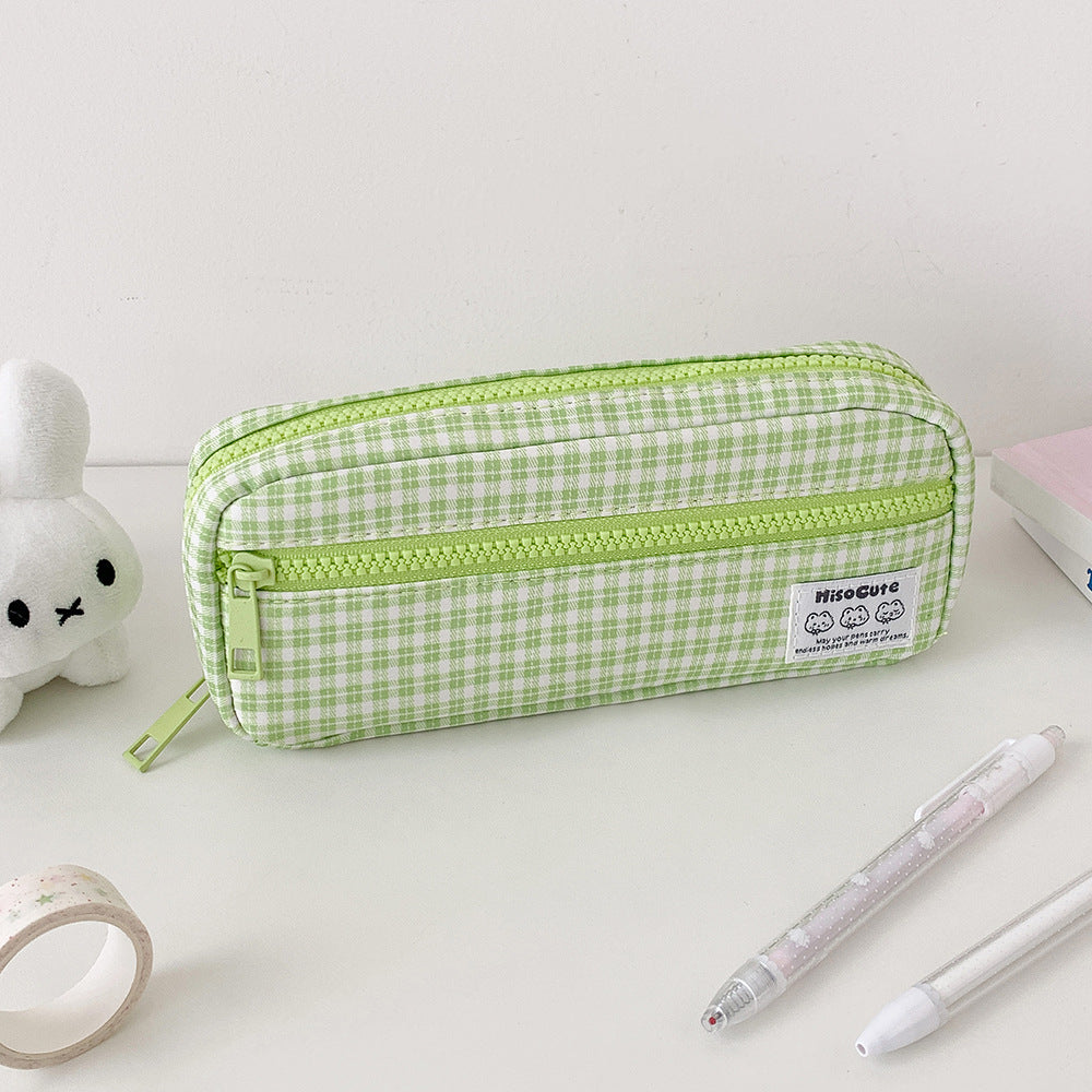 Stylische Gingham Karierten Stiftetui Brehn