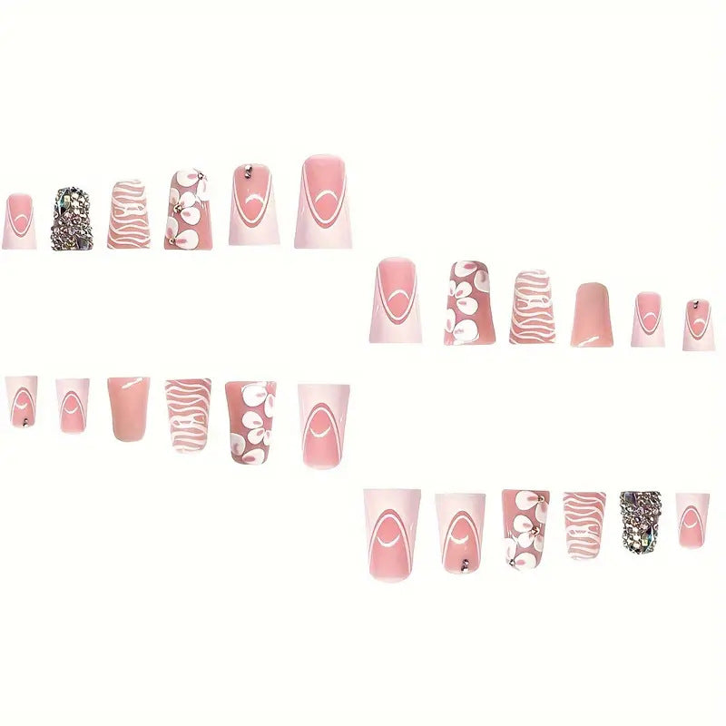 Glamorous 3D Floral Press-On Nail Art Brehn
