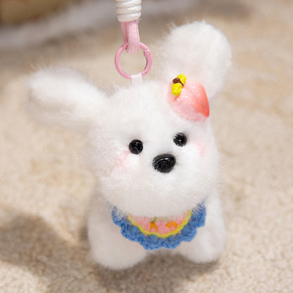 Flauschiger Bunny Taschenanhänger Schlüsselanhänger mit Kunstfell-Plüschkörper und dekorativem Harz-Akzent Brehn