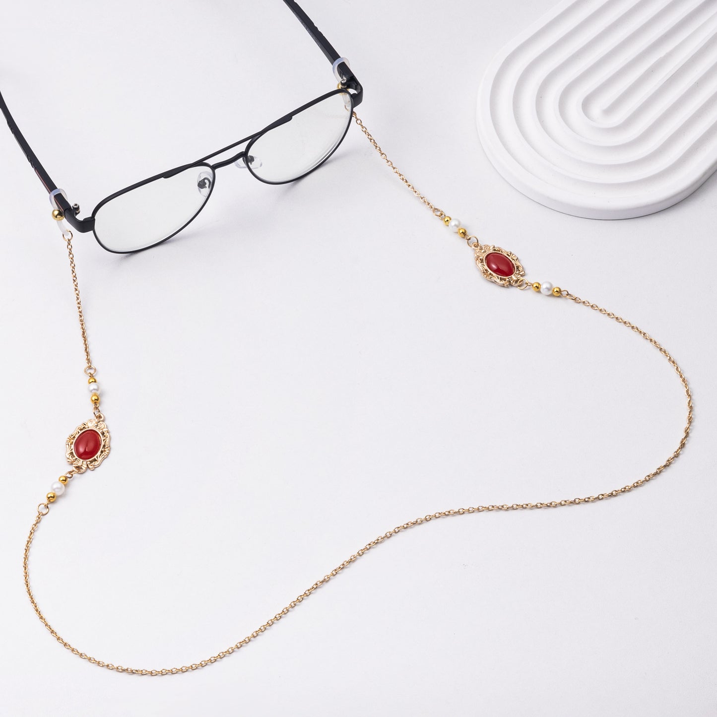 Elegante Perlen Brille Kette Brehn