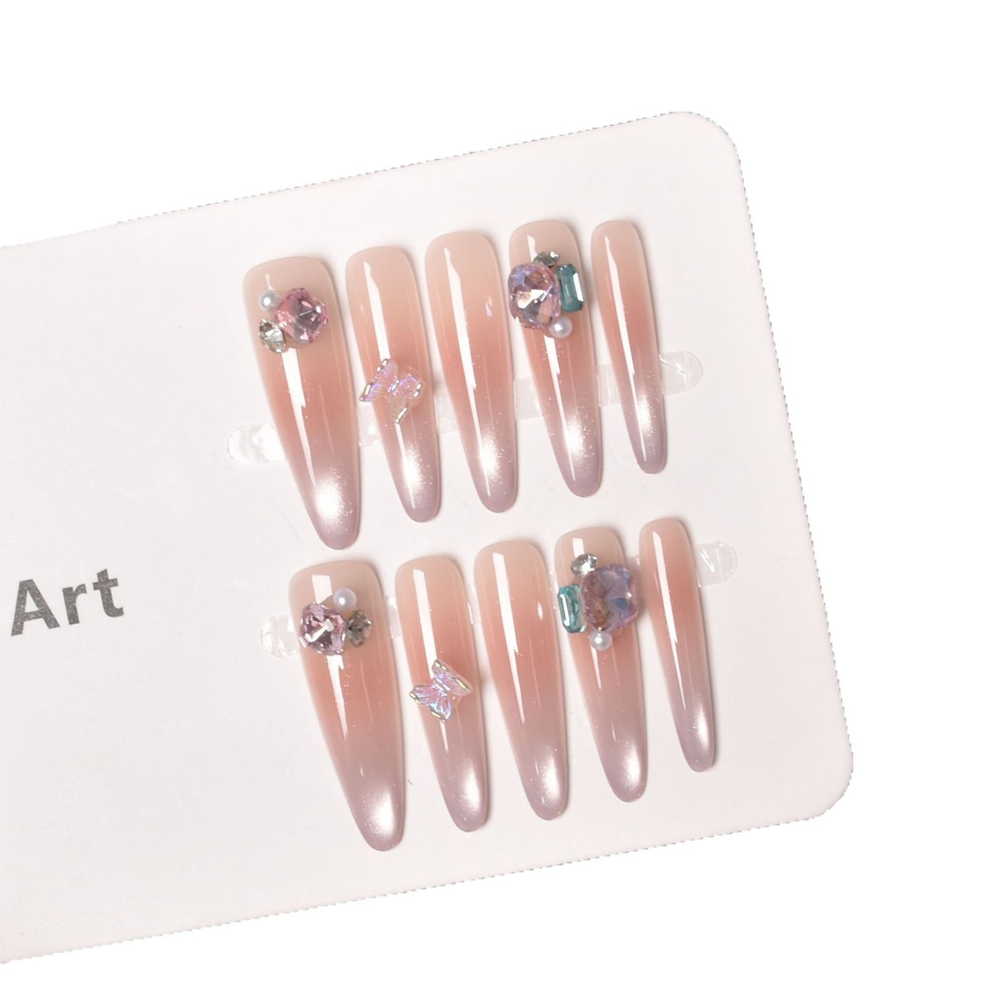 Premium Ombre Glitter Press-On Nail Set Brehn