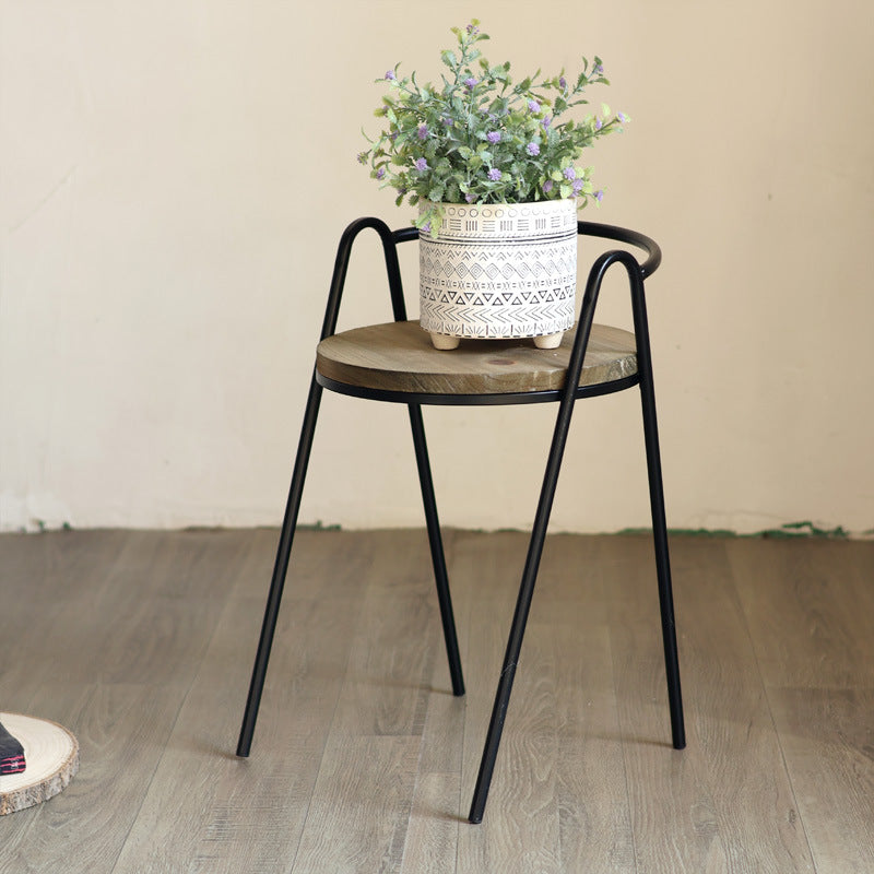 Moderner Hocker mit Holzsitz und Metallgestell Brehn