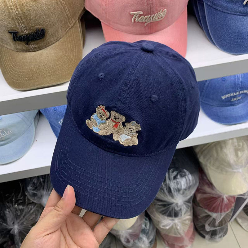 Damen Casual Bestickte Teddy Bear Baseballmütze Brehn
