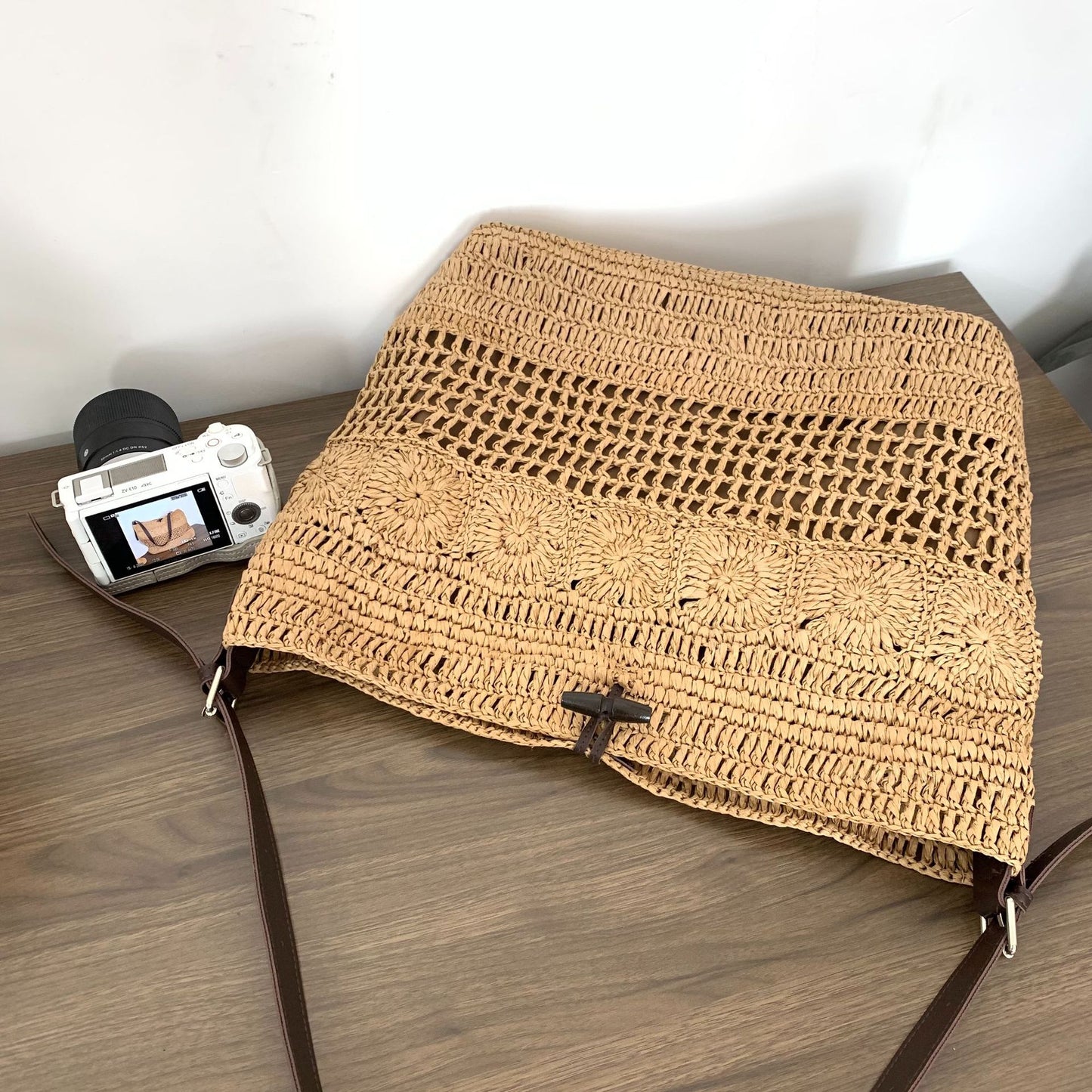 Geflochtene Handtasche mit Robusten Lederträgern Brehn