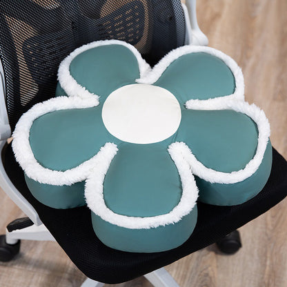 Gepolstertes Sitzkissen in Blumenform mit Kunstleder‑Mittelstück und flauschiger Randpolsterung