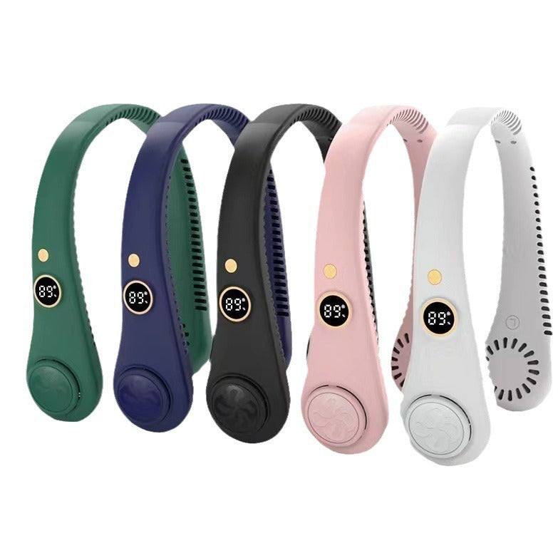 Unisex nan wiederaufladbarer Halsventilator mit leisem Gebläse und Digitalanzeige Brehn