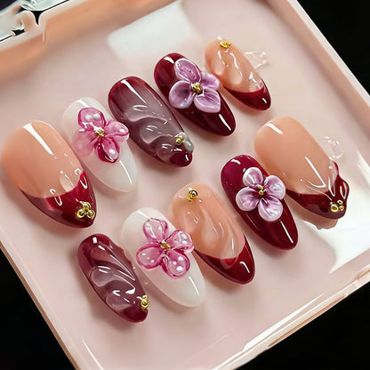 Floral-verzierte Press-On Nagelkunst Set Brehn 1790636645