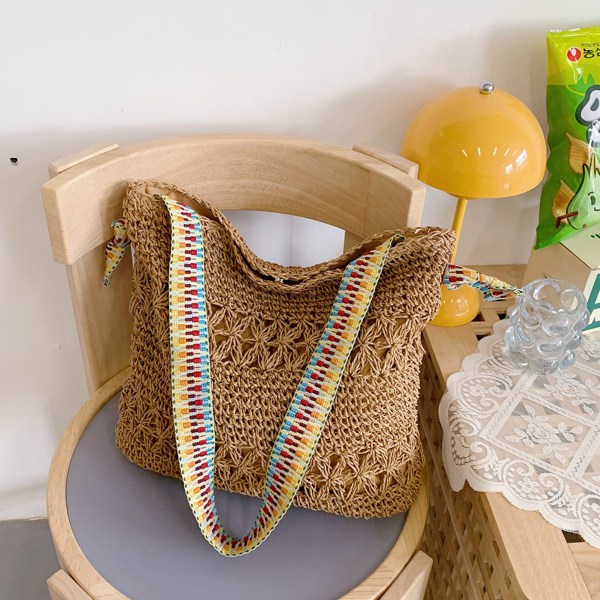Handgefertigte Strohtasche
