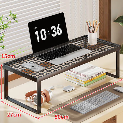 Grid-Top Desktop-Monitor und Laptop-Riser-Regal mit Unterablage