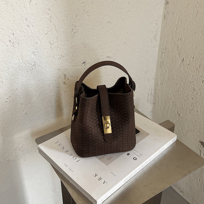 Gewebte Leder Eimer-Handtasche