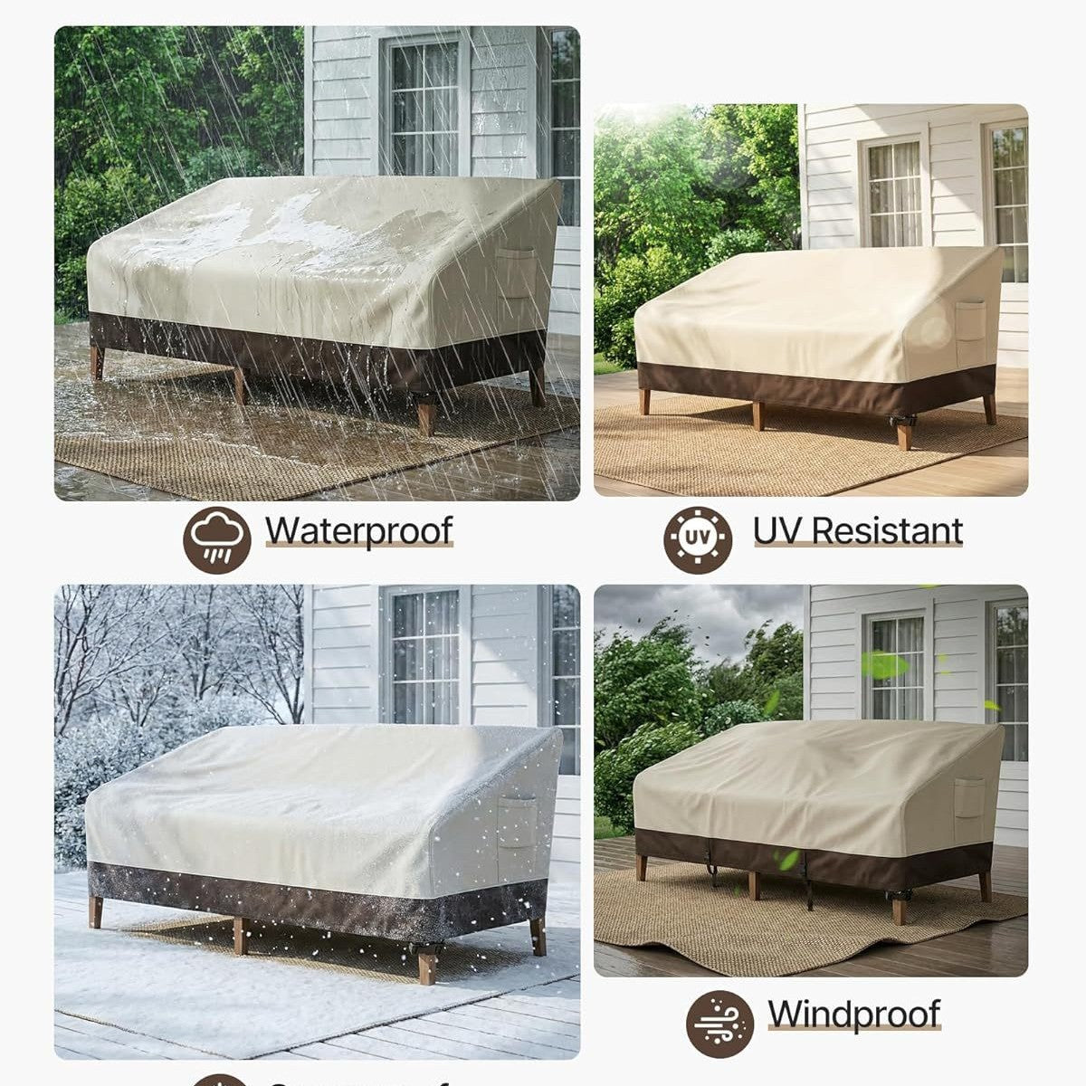 Schutzhülle für Garten-Sofas mit Wasserabweisendem Material Brehn
