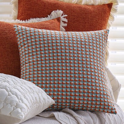 Quadratischer Zierkissenbezug im modernen Tweed‑Look mit feinem Fransenbord Brehn