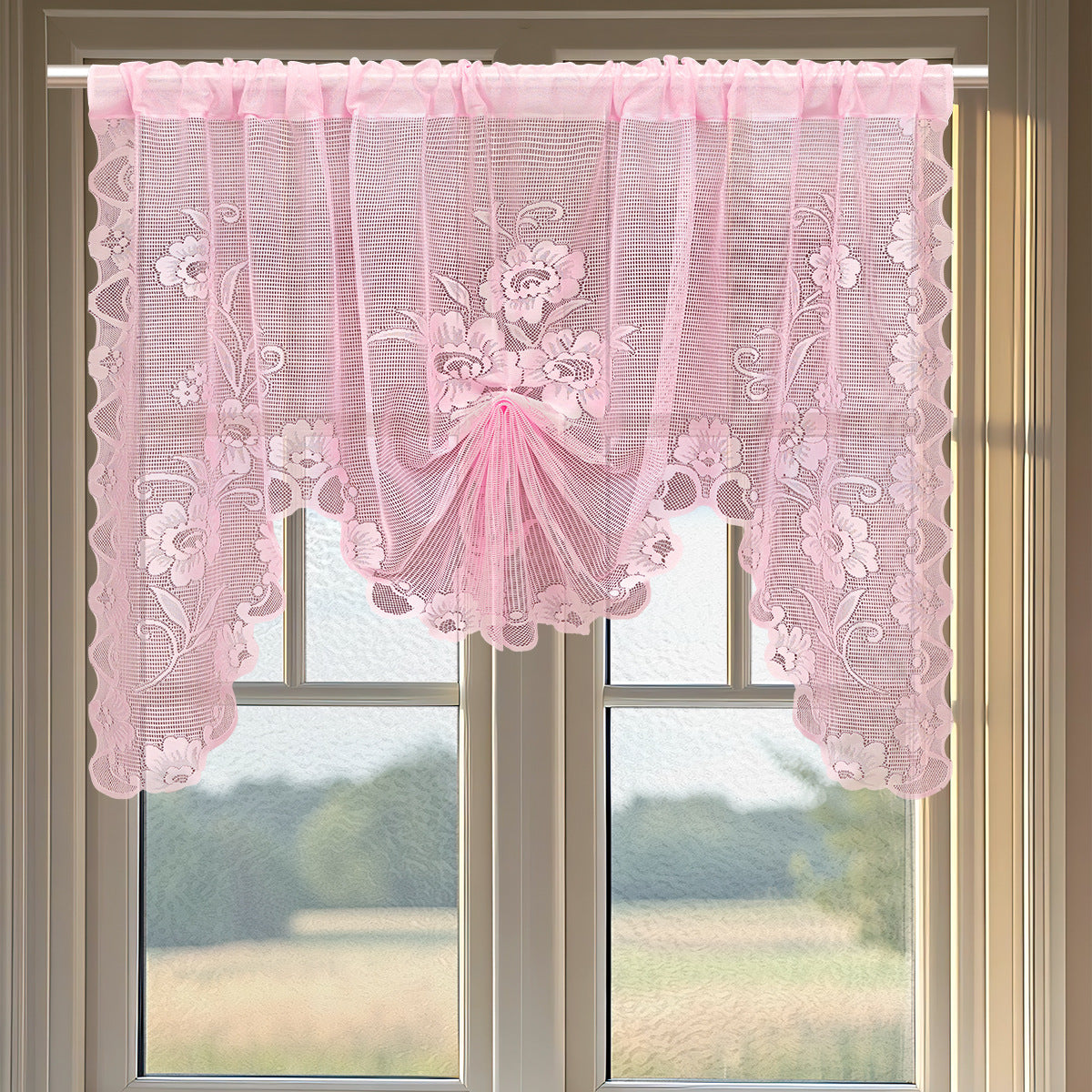 Elegante florale Spitzenfenstervorhänge