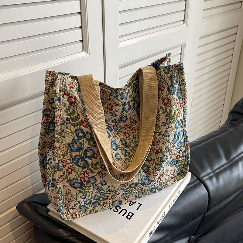 Blumen bestickte Canvas-Tasche 1790617150