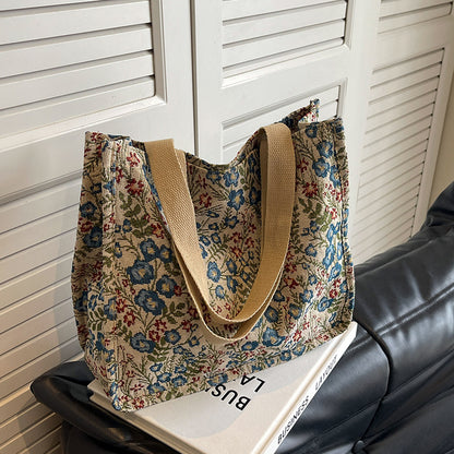 Blumen bestickte Canvas-Tasche 1790617150