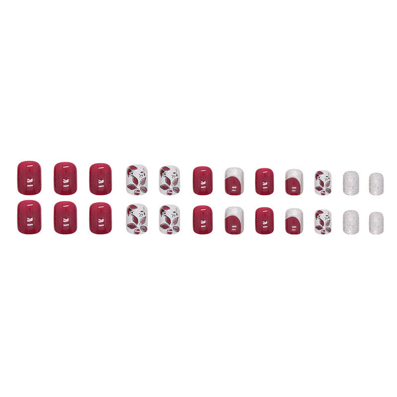 Elegantes Florales Press-On Nagelkunst Set Brehn