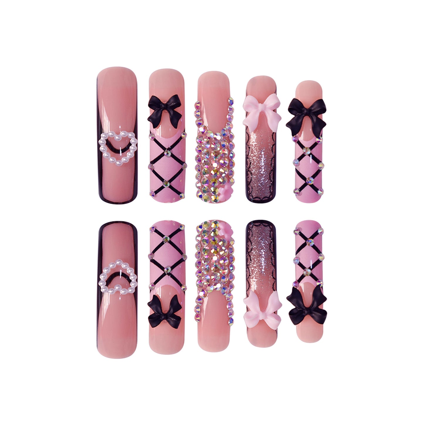 Luxus Nail Art Set mit Strass- und Schleifenakzenten Brehn