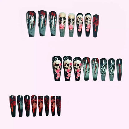 Kunstnagelset mit gruseligen Halloween-Motiven Brehn