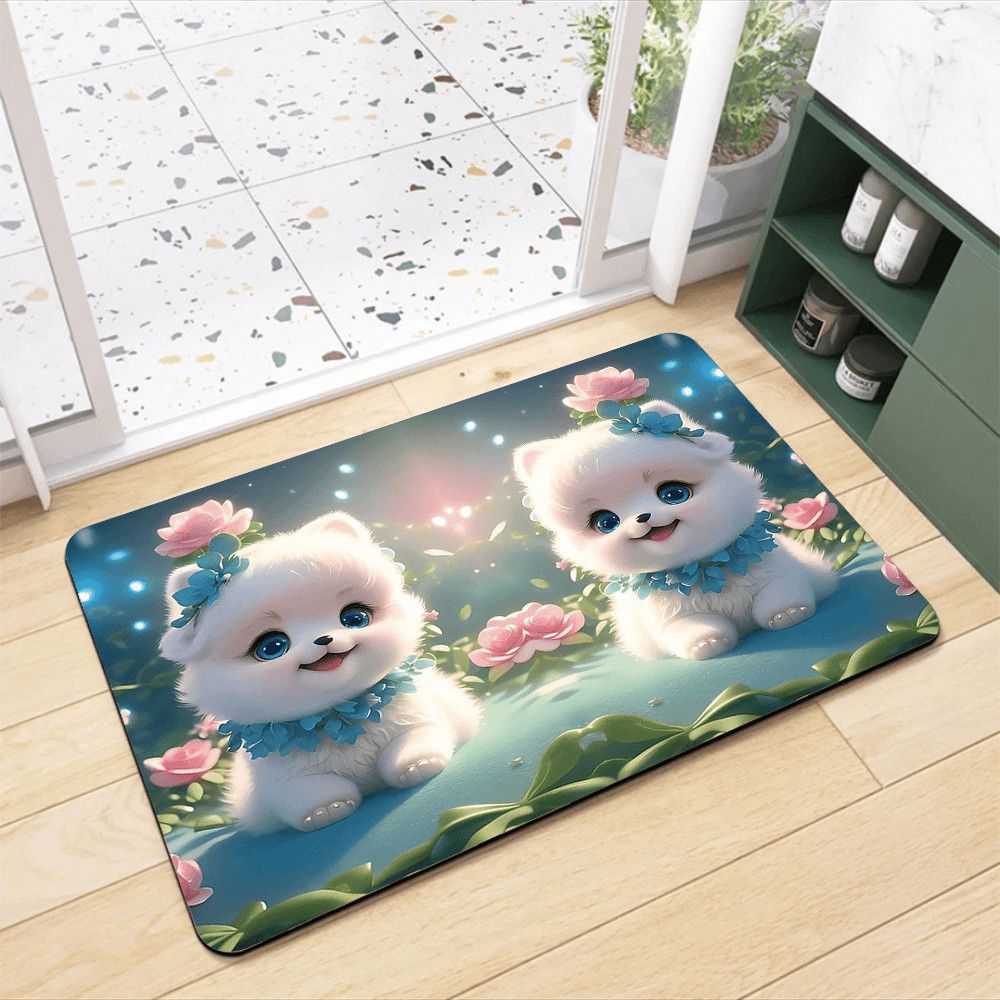 Adorabler Pomeranian-Themen Badezimmerteppich Brehn