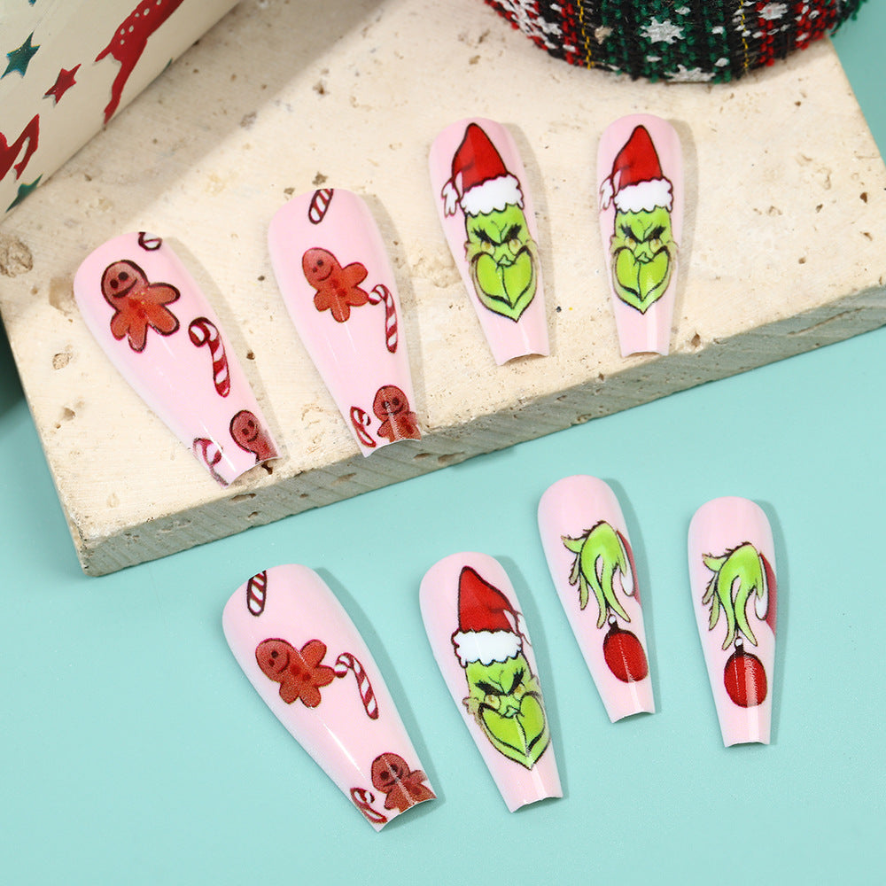 Künstliche Nagelspitzen mit festlichen Weihnachtsmotiven Brehn